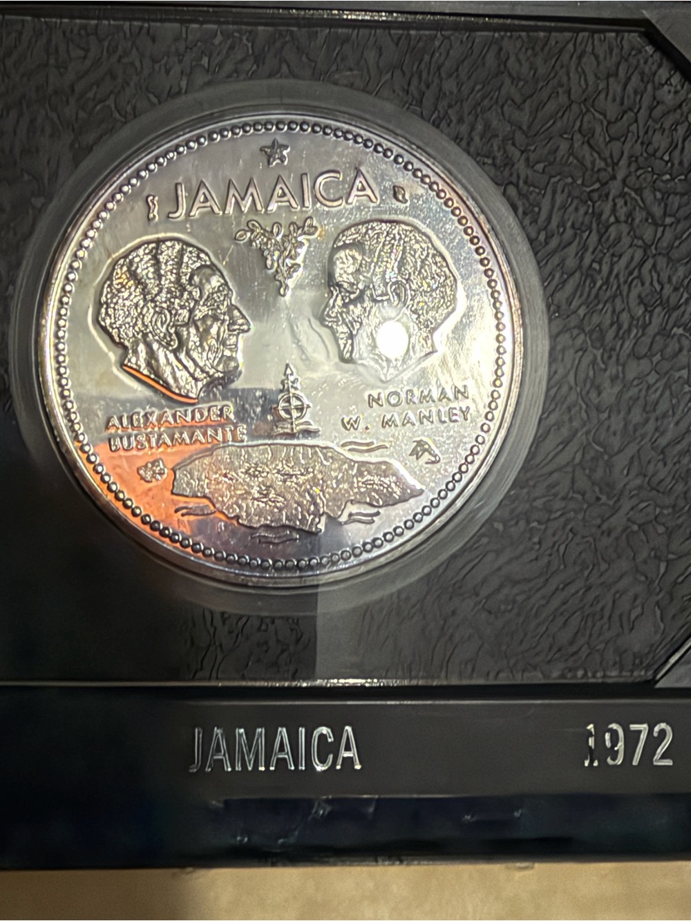 Jamaica Commemorative Coin Display -.925 Sterling Silver
